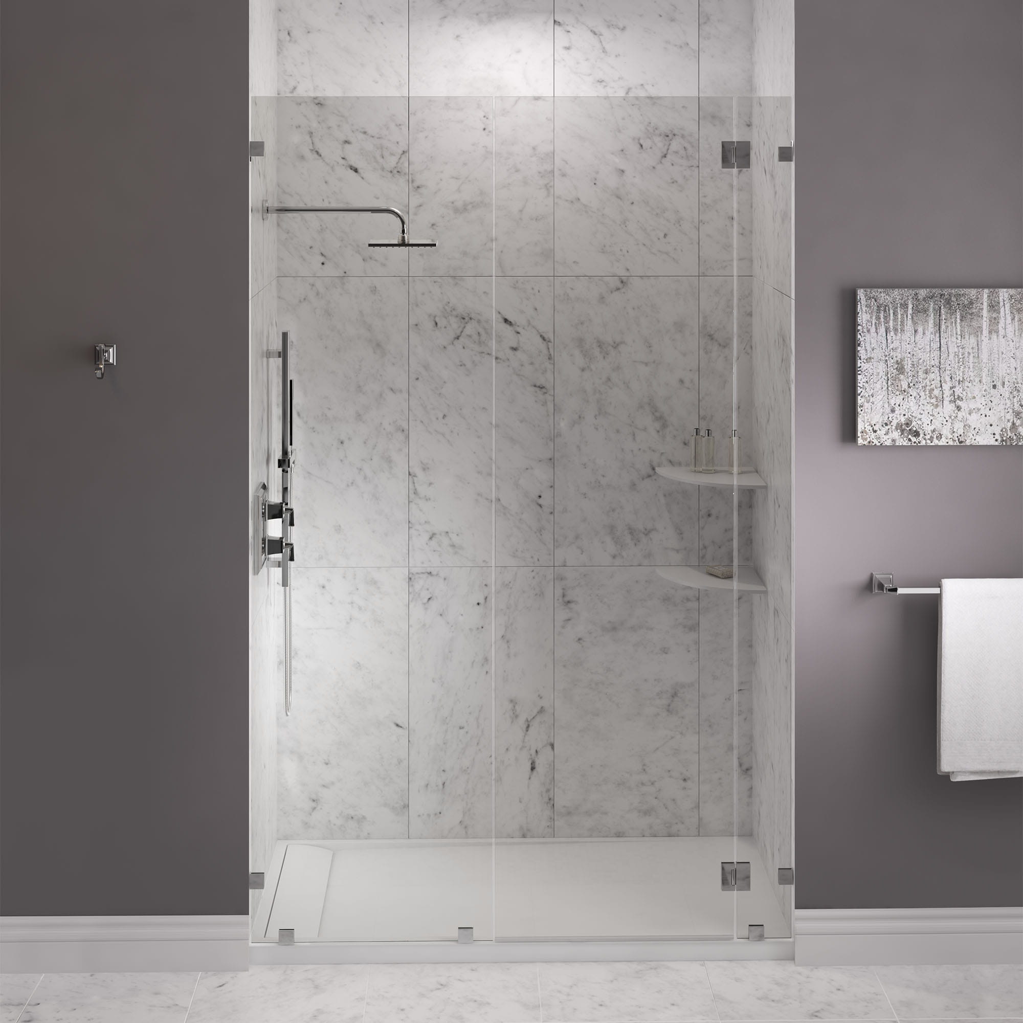 Base de douche Townsend® 60 x 32 po à seuil unique et sortie à gauche
